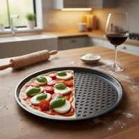 Perforated Pizza Pan Flat Base Cooking Tool Even Heating