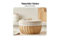 Woven Basket with Lid Handwoven Lidded Wicker Basket Dustproof for Dining Table