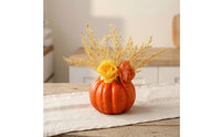 Fall Artificial Pumpkin Centerpiece Harvest Pumpkin with Flowers Autumnal Tabletop Decor Seasonal for Thanksgiving