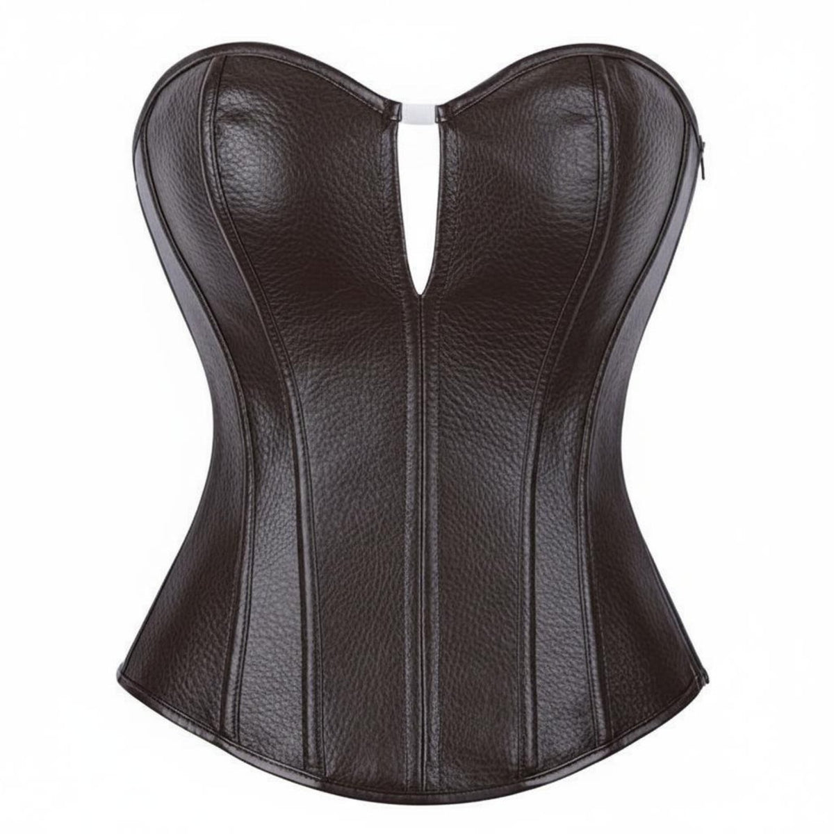 Zipper Side Leather Bustier Faux Leather Corset for Clubbing