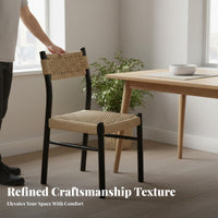 Woven Seat Chair Japanese Minimalist Look and Feel Woven Spine Chair French Vintage Reminiscent of Dense Weaving