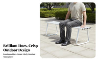 Slatted Backrest Bench Outdoor Furniture Sturdy Backless Bench Weather-resistant Seating Reinforced Galvanized Steel Construction Suitable for Homeowners Public Garden Visitors Patio Courtyard