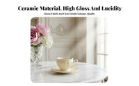 Elegant Design Pedestal Teacup Set Safe Material Cup Saucer Spoon Set Microwave Safe for Tea Lovers, Home Decorators, Cafe, Kitchen