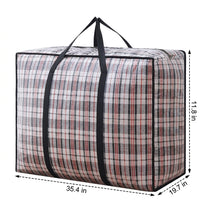 135L Waterproof Storage Bags with Reinforced Woven Handles, Heavy Duty Moving Bags for Bedding and Clothes, Reusable Cubic Sealable Closure Design