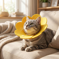 Pet Cone for Cat Recovery, Non-Woven Material Petal Neck Cone with Snap Buttons, Dog Cone for Post-Surgery Pet to Stop Licking and Biting