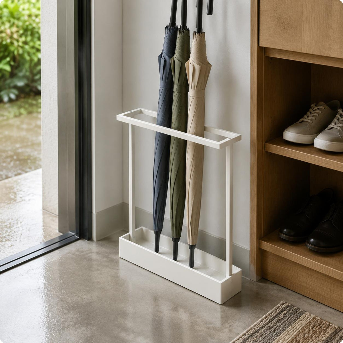 Narrow Umbrella Holder Space Saving Slim Umbrella Rack Water-Collecting Tray