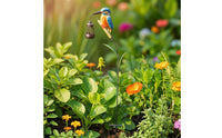 Outdoor Kingfisher Garden Stake Light Decorative Solar Bird Garden Light Metal Bird Ornament with Lantern Colorful for Gardeners, Homeowners, Lawn, Flower Bed, Pathway, Patio