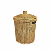 Imitation Rattan Trash Can Multi-Functional Braided Container Basket with Lid Easy to Clean Wastebasket for Office