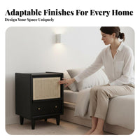 Illuminated Rattan End Table Japanese design Design Bedside Cabinet for Students