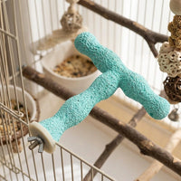 Parrot Perch T-Stand Cage Mount, Resin Perch with Grinding Rod for Grooming, Stable Bird Stand and Budgie Cockatiel Bird Cage Perch