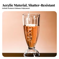Large Capacity Shatterproof Carbonated Drink Glass Heat Resistant Plastic Milkshake Cup Commercial Grade for Families, Homeowners, Taverns