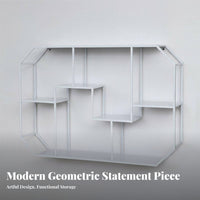 Geometric Grid Shelf Multi-Functional Floating Rack Space-Saving for Living Room