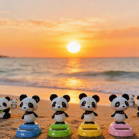 Solar Panda Shaking Head Ornament for Car Dashboard