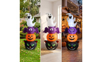 Inflatable Halloween Decoration Stacked Pumpkin Ghost Combo Ghost with Pumpkin Freestanding Halloween Inflatable Tall