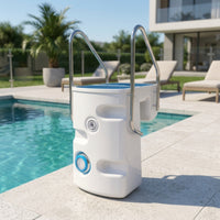 Compact Pool Filtration Unit with Handrails Integrated Wall-Mounted Pool Filter Small Efficient for Swimming Pools