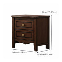 Compact Wooden Bedside Table Dark Brown Solid Wood Bedside Table Round Knob Pulls Home Furniture