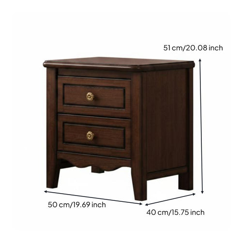 Compact Wooden Bedside Table Dark Brown Solid Wood Bedside Table Round Knob Pulls Home Furniture