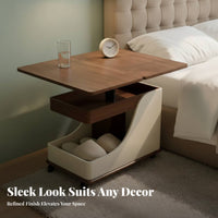 C-Shaped Rolling Desk Space-Saving End Table Height Adjustable Easy Assembly for Small Apartment Dwellers, Students