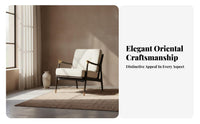 3 Pieces Wooden Frame Armchair with Woven Seat New Chinese design Wooden Lounge Collection Wabi-Sabi Design Minimalist Aesthetic