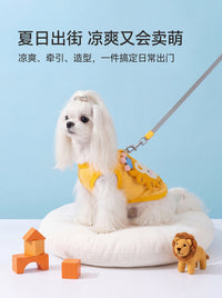 宠物背心夏季薄款透气猫狗牵引T恤萌系卡通小型犬泰迪比熊衣服