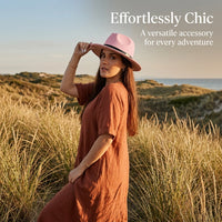 Fedora Hats for Women and Men with Removable Band, Polyester Felt Sun for Beach and Travel, Classic Flat Design, Adults