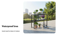 3-Tier Metal Plant Stand Indoor & Outdoor Use Scrolled Metal Etagere Waterproof Floor-Standing for Home Decorators, Living Room
