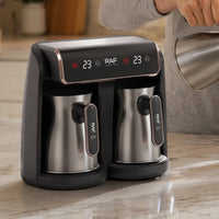 Compact Double-chamberPot Coffee Maker Countertop Coffee Machine with Two Pots Space-Saving Appliance Fast Brew for Couples