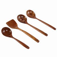 Long Handle Wooden Soup Spoon Set for Kitchen and Hotel