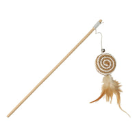 Cat Teaser Wand Wooden Cat Wand with Feathers Indoor for Chase Sessions, Kittens