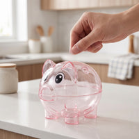 Transparent Piggy Bank Clear Pig Currency Bank Plastic Cartoon for Children, Children, Toddlers, Bedroom, Desk, Shelf