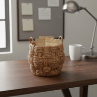 Rattan Hamper Handwoven Rattan Basket Two Handles for Bathroom