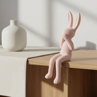 3 Pieces Flocked Rabbit Figurine Soft Velvet Texture Table Ornament for Bedroom