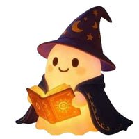 Halloween Ghost Reading Book Lamp Battery Operated Resin Figurine
