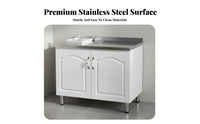 Easy to Assemble Kitchen Sink Base Cabinet Space-Saving Standalone Standing Kitchen Cabinet Multi-Purpose Double Door Sink Base Adjustable Shelf for DIY Enthusiasts, Homeowners, Students, Rental Apartment, Pantry, Basement, Workshop