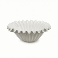 Ceramic Fruit Bowl Fluted Bowl with Wavy Rims Large for Tabletop