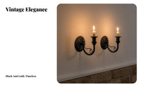 2 Pieces Wall Mounted Candle Holder Set Elegant Decorative Wrought Iron Wall Candle Holder House Decoration for Living Room