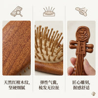 Red Sandalwood Guzheng-Style Cushion Comb for Scalp Massage
