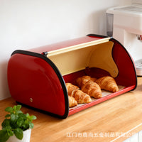 美式复古风翻盖面包箱小物件杂物储物箱桌面零食玩具化妆品收纳盒