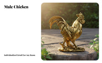 Gilded Finish Golden Cock Ornament Weather Resistant Resin Chicken Sculpture Hand-Painted Cock Figurine Realistic Design for Collectors, Decor Enthusiasts, Homeowners, Patio, Farm, Home Interior, Living Room