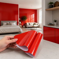 Self-Adhesive Red PVC Wallpaper for Walls, Waterproof Decorative Film