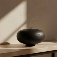 Black Wooden Vase Vintage Inspired Table Centerpiece Handmade for Living Room