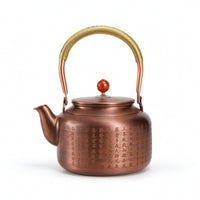Copper Teapot Vintage-Style Copper Kettle Brushed Kettle with Wrapped Handle for Tea Lovers, Collectors, Tabletop