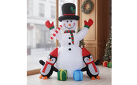 Stable Inflatable Snowman with Penguins Weatherproof Christmas Inflatable Snowman Waterproof Decoration Long-Lasting for Lawn