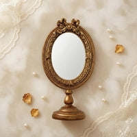 Oval Tabletop Mirror Pedestal Base Home Decor Decorative