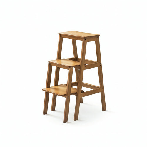 A-Shaped Step Stool Freestanding Wooden Step Stool Space-Saving Household for Seniors, Closet