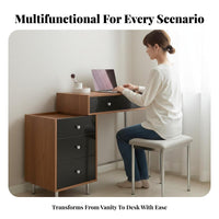 Expandableable Vanity with Mobile Cabinet Space-Saving Dressing Table Large Storage Capacity Rounded Corner Edges