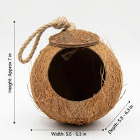 Coconut Bird Nest Box, Handmade Nest House with 7cm Opening and Rope Loop, Breeding Space for Medium Birds in a Bird Cage