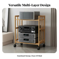 Mobile Design Multi-Tier Audio Equipment Stand Sturdy Structure Floor Standing Stereo Component Shelf Stable Construction Stereo Component Rack Heavy Duty for Audiophiles, Living Room