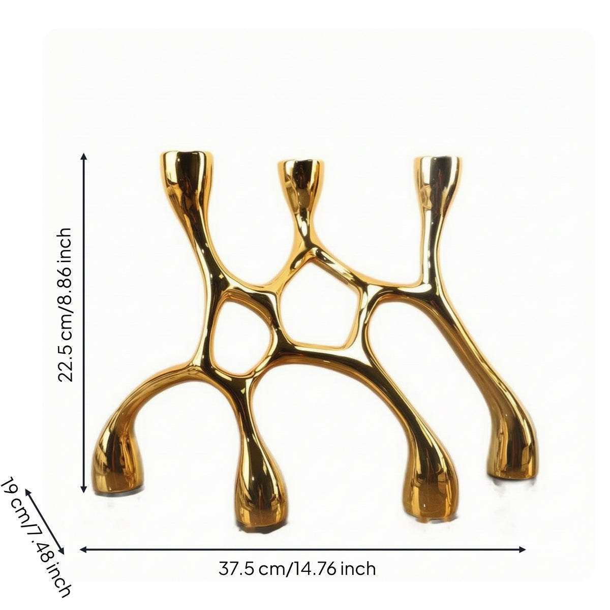 Modern Three-Arm Candelabra Glossy Sculptural Candelabra Abstract Three-Arm Candle Holder Tabletop for Art Collectors, Minimalists, Dining Table, Entryway, Study