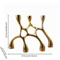 Modern Three-Arm Candelabra Glossy Sculptural Candelabra Abstract Three-Arm Candle Holder Tabletop for Art Collectors, Minimalists, Dining Table, Entryway, Study